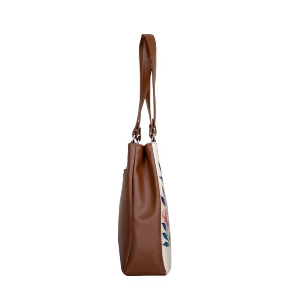 Printed Leather Shoulder Tote Bag for Women – Top Handle Handbag Purse Work - Picture 8 of 9